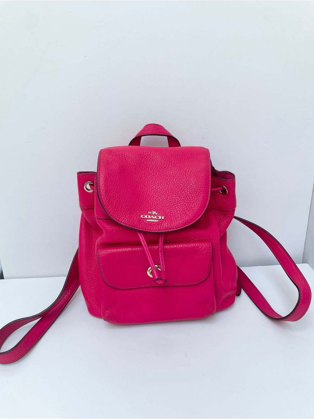 COACH Hot Pink Pebbled Leather Backpack